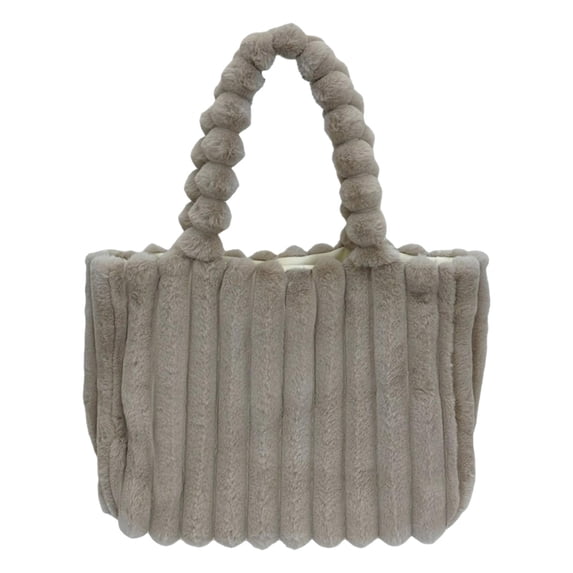 Women Large Capacity Furry Tote Bag High End Plush Shoulder Handbag