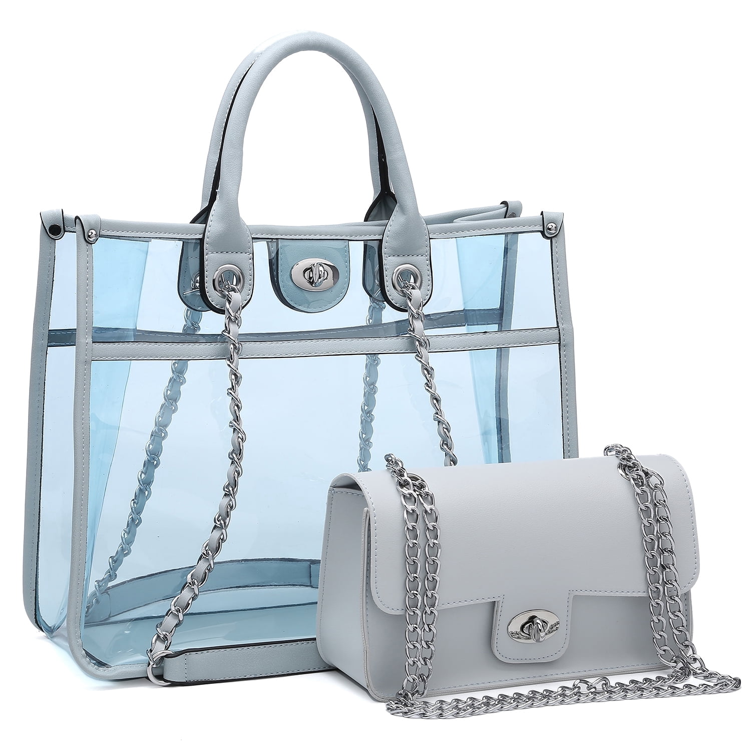 MKP Women's Stadium Approved Clear Tote & Small Leather Crossbody