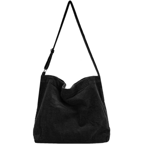 Women Large Corduroy Hobo Bag with Zipper Wide Strap Crossbody Shoulder Bag Shopping Purse Handbag