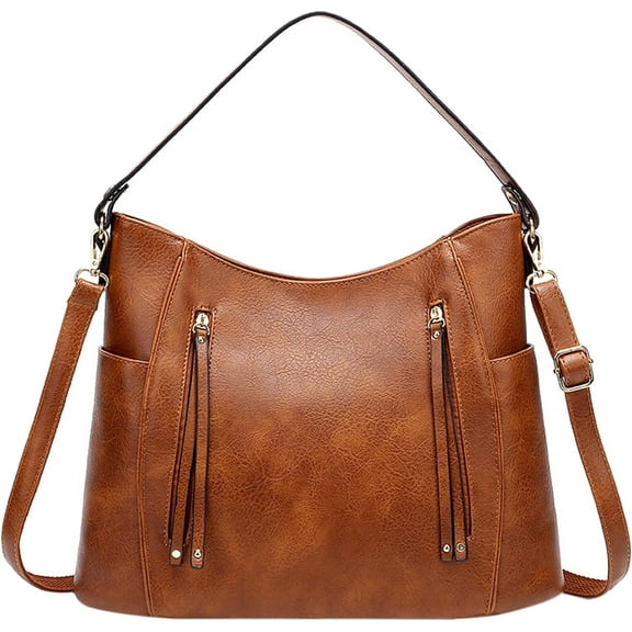 Women Large Faux Leather Top-handle Bag Travel Tote Crossbody Shoulder Bag
