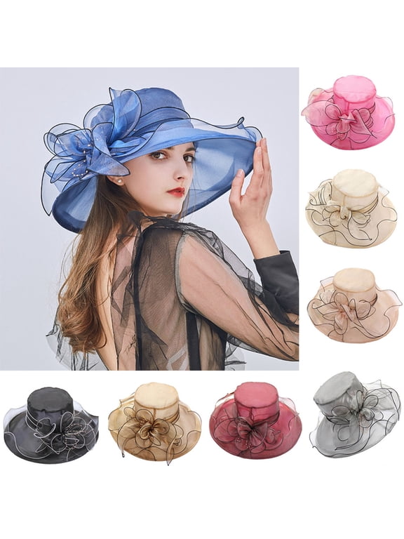 Women Large Flower Tea Party Fascinator Hat Church Cocktail British Organza Dress Hat Cap Headpieces