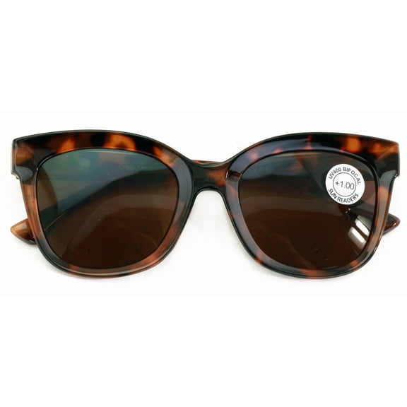 Women Large Oversized Bifocal Reading Sunglasses – UV Protection Tinted Lens Wide Fitment Reader CR06 +3.00