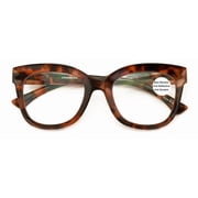Women Large Oversized Blue Blocker Reading Glasses - Anti Reflective Coating Clear Lens Wide Fitment Reader +1.25