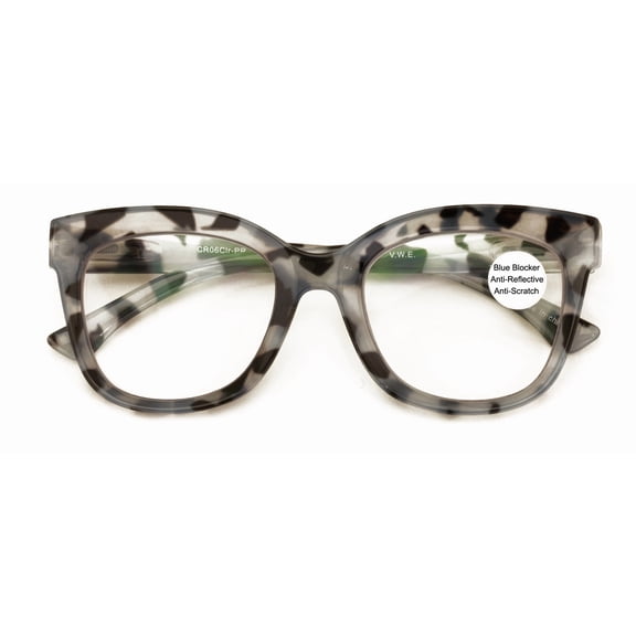 Women Large Oversized Blue Blocker Reading Glasses - Anti Reflective Coating Clear Lens Wide Fitment Reader +3.50