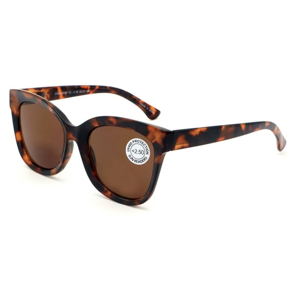 Women Large Oversized Reading Sunglasses – UV Protection Tinted Full Lens Wide Fitment Reader CR06 +3.50