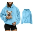 thumbnail image 1 of Women Large Pet Pouch Sweatshirt Pullover Pet Carrier Sweater Creative Long Sleeve Oversized Pocket Kangaroo Pouch Hoodies Fall Winter Clothes, 1 of 9
