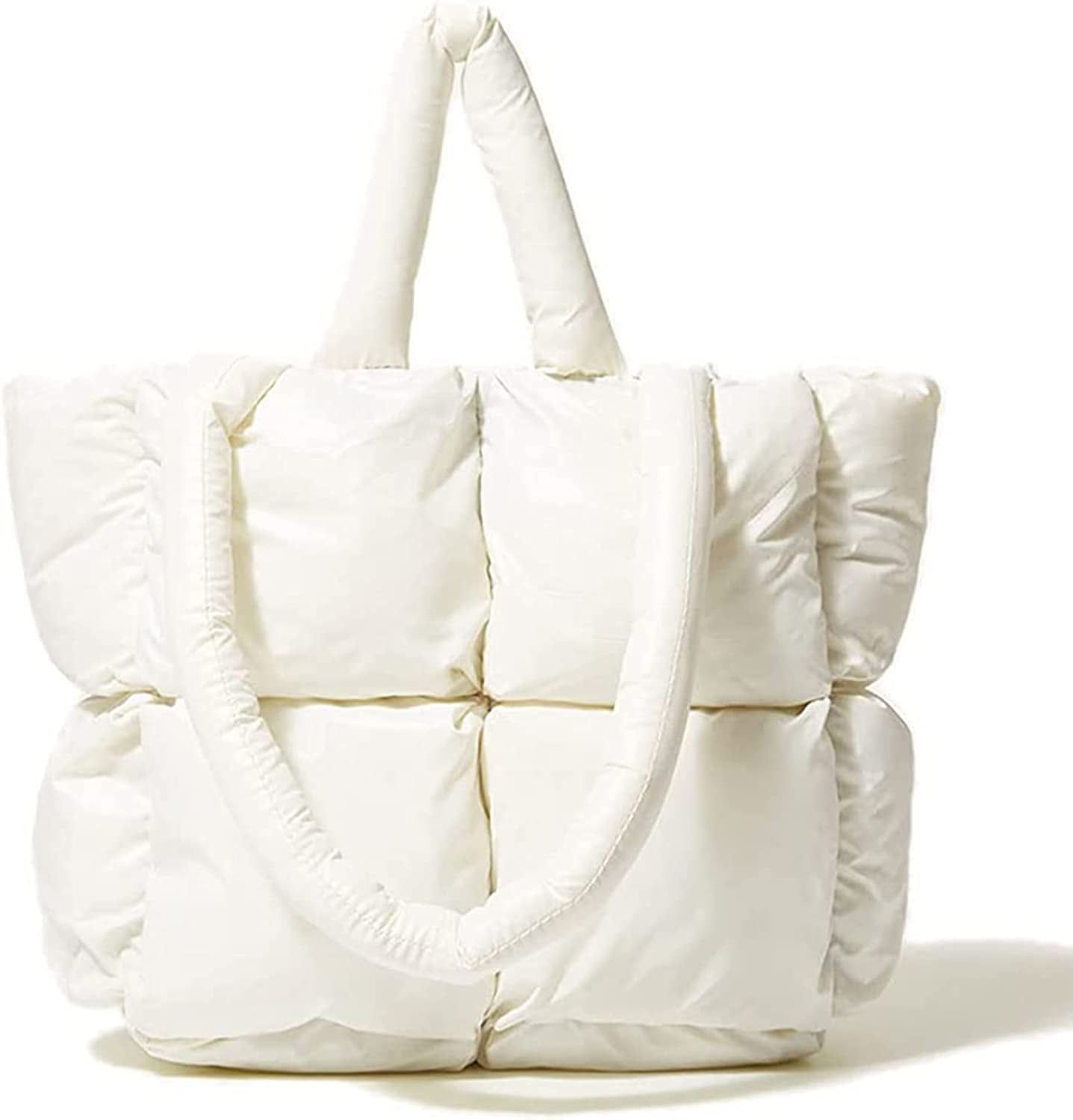 Women Large Puffer Shoulder Bag, Winter Soft Tote Bag, Cotton Padded Down  Handbag Puff Bag Pillow Shopper Bag 2023 (Color : Khaki)