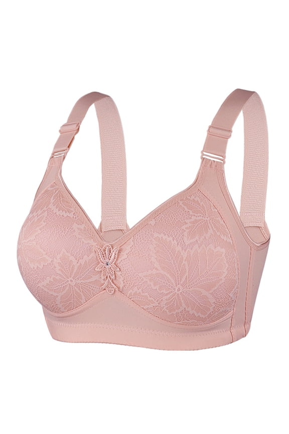 Women Large Size Adjustable Comfort Bra Without Wires Supportive Full Coverage Soft Cup Daily Wear Wirefree, 40, Pink