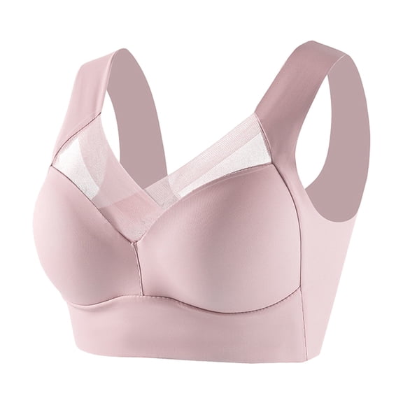 Women Large Strapless Lace Tank Top Bra Thin Side-Fold Side Breast Gather Adjustable Wire-Free; Perfect For Everyday Shaping(b-Pink,3X-Large)