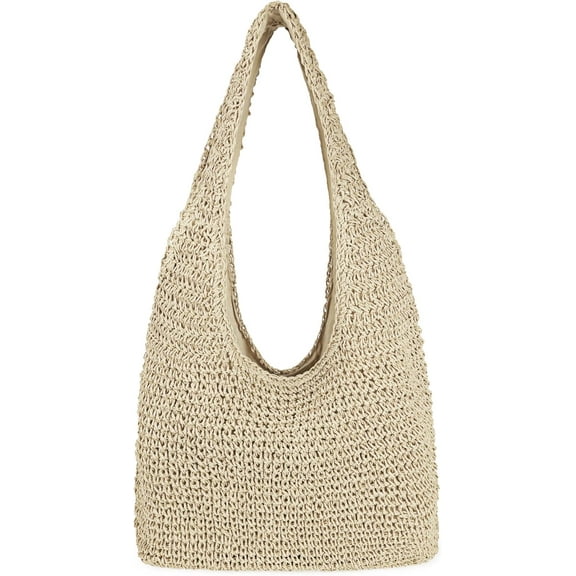 Women Large Straw Beach Bag Handmade Woven Shoulder Bags Hobo Tote Handbag Purse for Summer