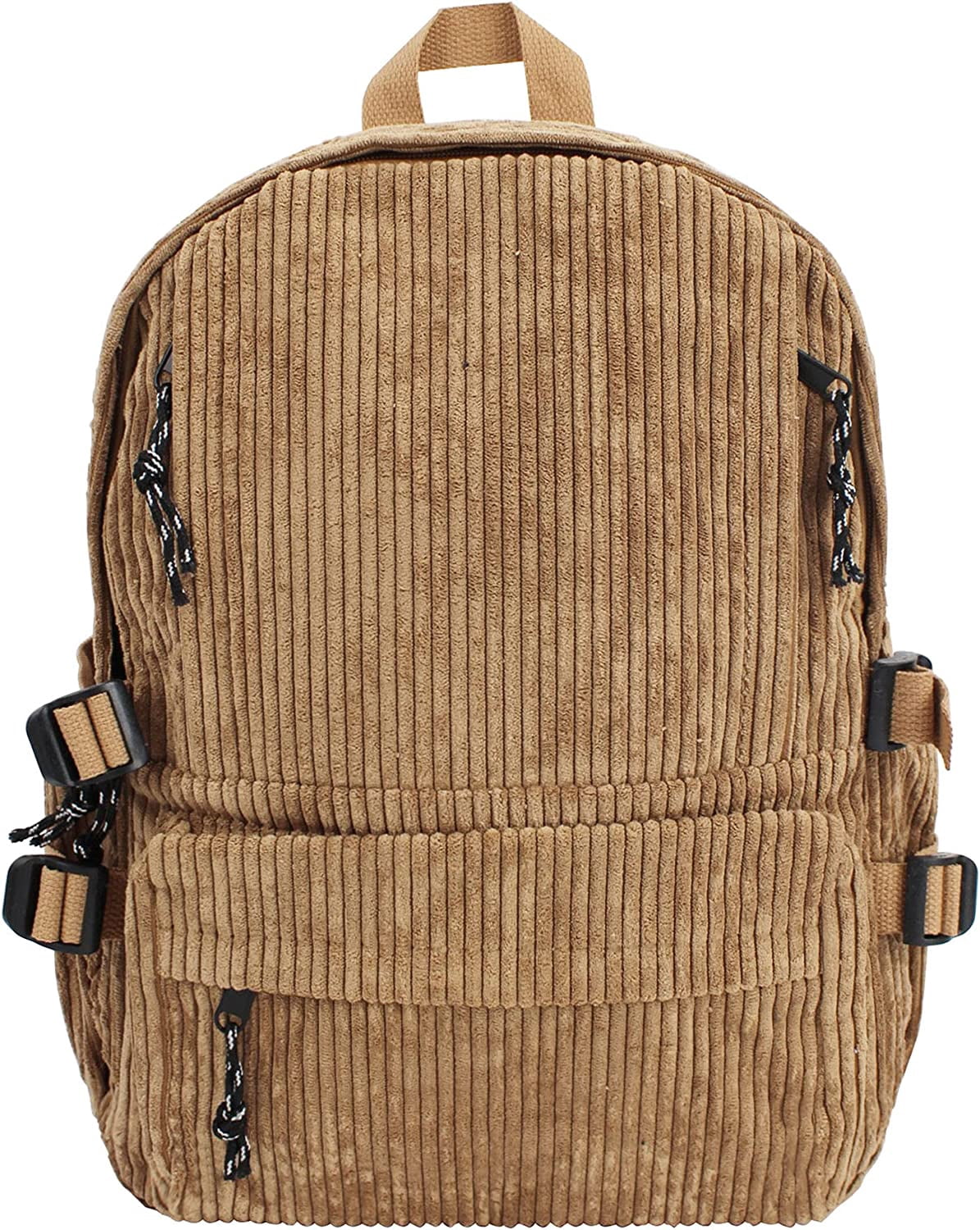 Women Large Stripes Corduroy Backpack Casual Daypack 