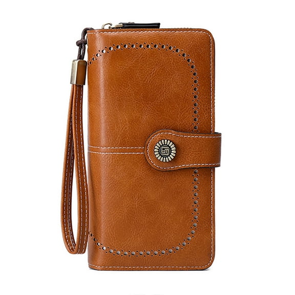 Women Large Wallet RFID Anti-theft Leather Wallets for Woman Long Zipper Ladies Clutch Bag Female Phone Purses Card Holder Cash Sections Wallets Women Wallet Women Purses