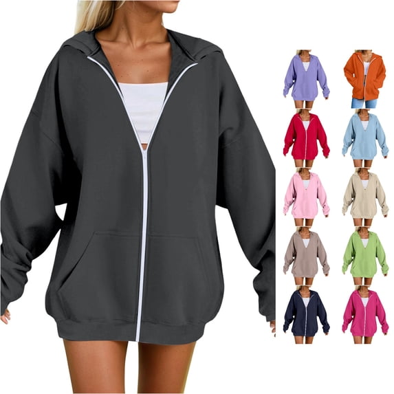 Women Lavender Longline Full Zip Hoodie with Kangaroo Pocket and Drop Shoulder Casual Sweatshirt Mini Dress