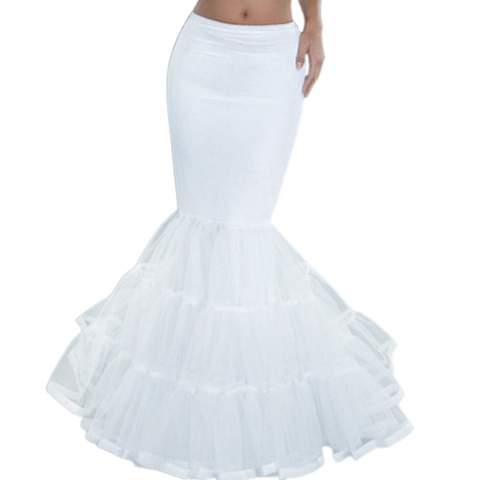 Women Layered Fishtail Petticoat Underskirt Hoopless Floor Length Tulle Crinoline Trumpet Slips