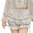 thumbnail image 1 of Women Layered Ruffle Lace Bloomers Pumpkin Shorts Japanese JK Girl Cute Bowknot Cake Safety Short Pant Frilly Knickers, 1 of 8