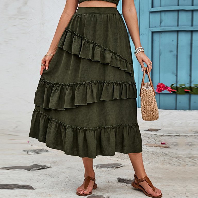 Clothing Tiered A Line Skirt Women Layered Tiered Tulle Maxi Skirt