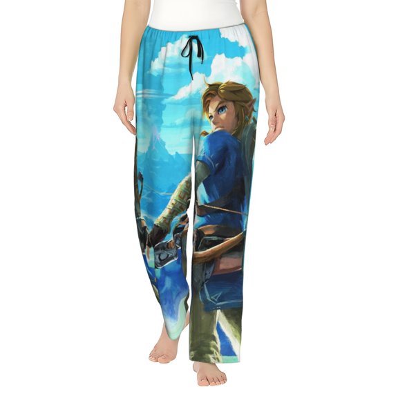 Women Le-Gend 0f Zel-,Da0 Pajamas Pant 3d Printed Sleepwear Drawstring Sleep Lounge Pants With Pocket
