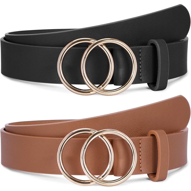 Women Leather Belts Fashion Soft Faux Leather Jeans Belts with O-Ring Buckle Women main image 2