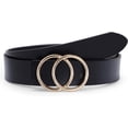 thumbnail image 1 of Women Leather Belt Fashion Double O-Ring Soft Faux Leather Waist Belts For Jeans Dress, 1 of 6