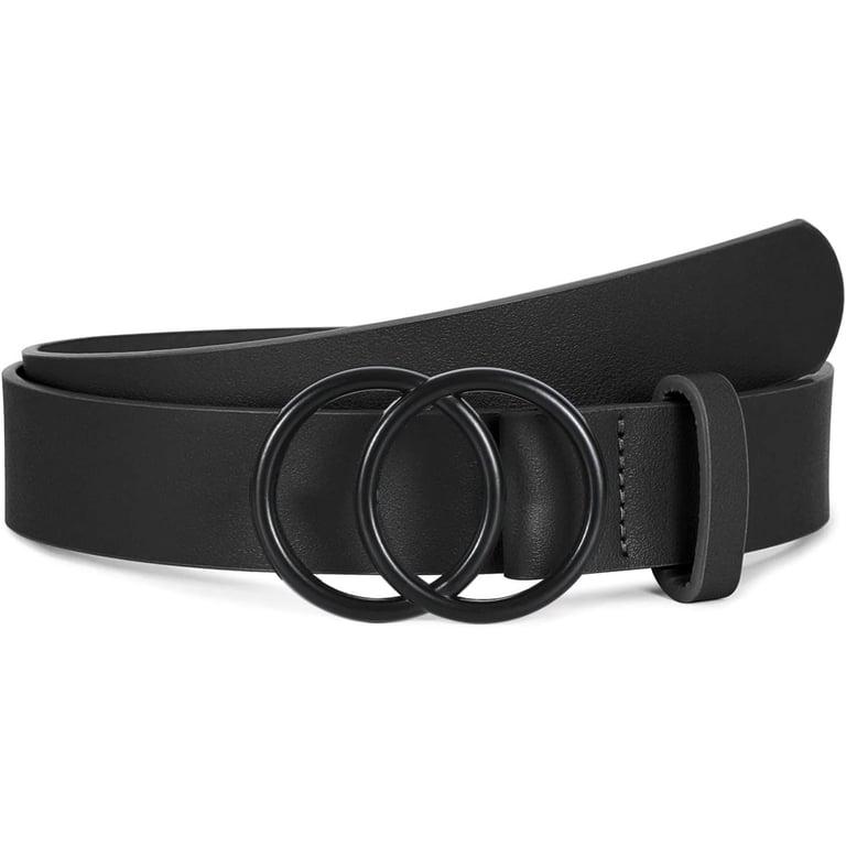 Women\'s Faux Leather Belt with Double O-Ring Buckle for Jeans and Dresses Women Leather Belt Fashion Double O-Ring Soft Faux Leather  main image 2