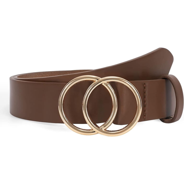 Women\'s Faux Leather Double O-Ring Belt for Jeans Dresses Women Leather Belt Fashion Double O-Ring Soft Faux Leather  main image 3