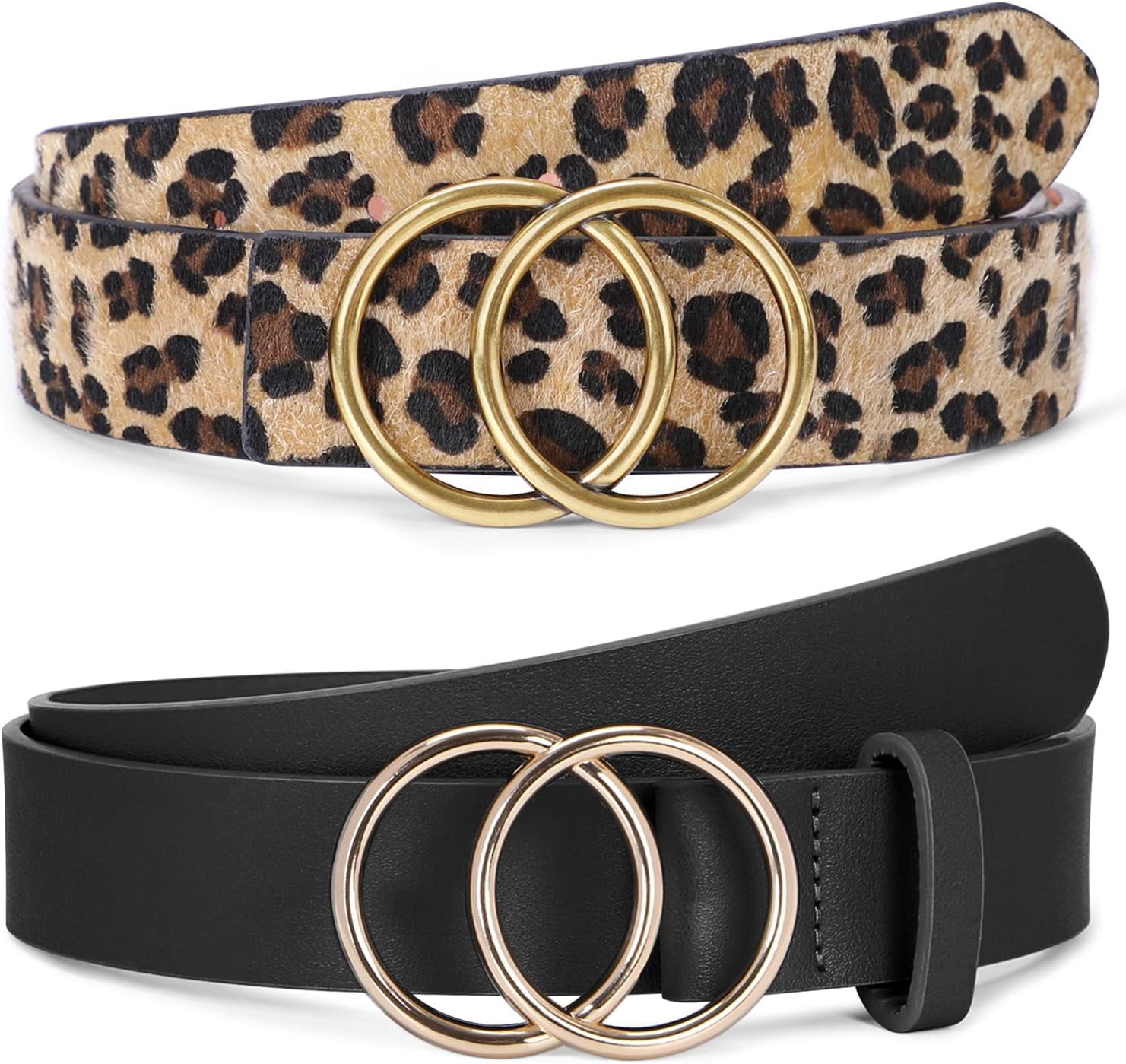 Women Leather Belt Fashion Double O-Ring Soft Faux Leather  display picture 2