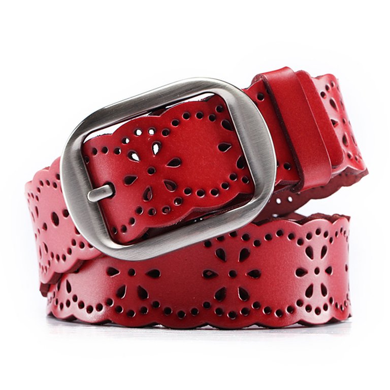 Women Leather Belt Hollow Flower Belt for Jeans Pants with  display picture 3