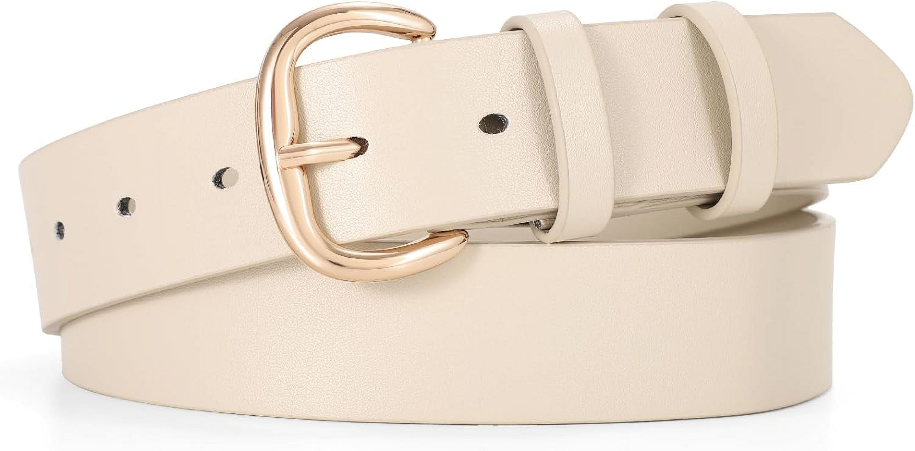 Women Leather Belt for Jeans Pants Gold Buckle Lady Casual 