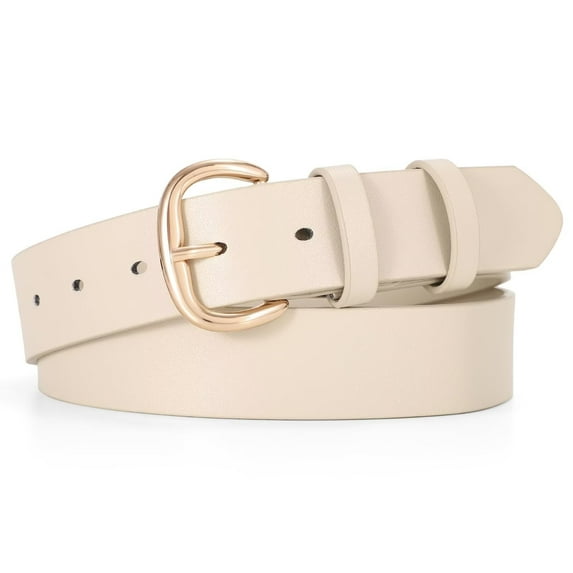 Women Leather Belt for Jeans Pants Ladies Leather Belts with Gold Buckle