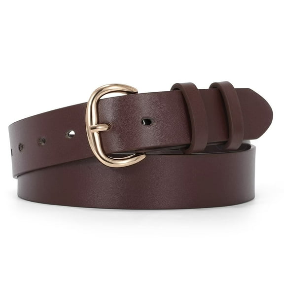 Women Leather Belt for Jeans Pants Ladies Leather Belts with Gold Buckle