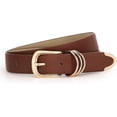 thumbnail image 1 of Women Leather Belt with Gold Buckle Ladies Faux Leather Belt for Jeans Pants, 1 of 7