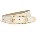 thumbnail image 1 of Women Leather Belt with Gold Buckle Ladies Faux Leather Belt for Jeans Pants, 1 of 9