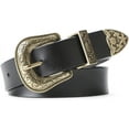 thumbnail image 1 of Women Leather Belts Ladies Vintage Western Design Black Waist Belt for Pants Jeans Dresses, 1 of 9