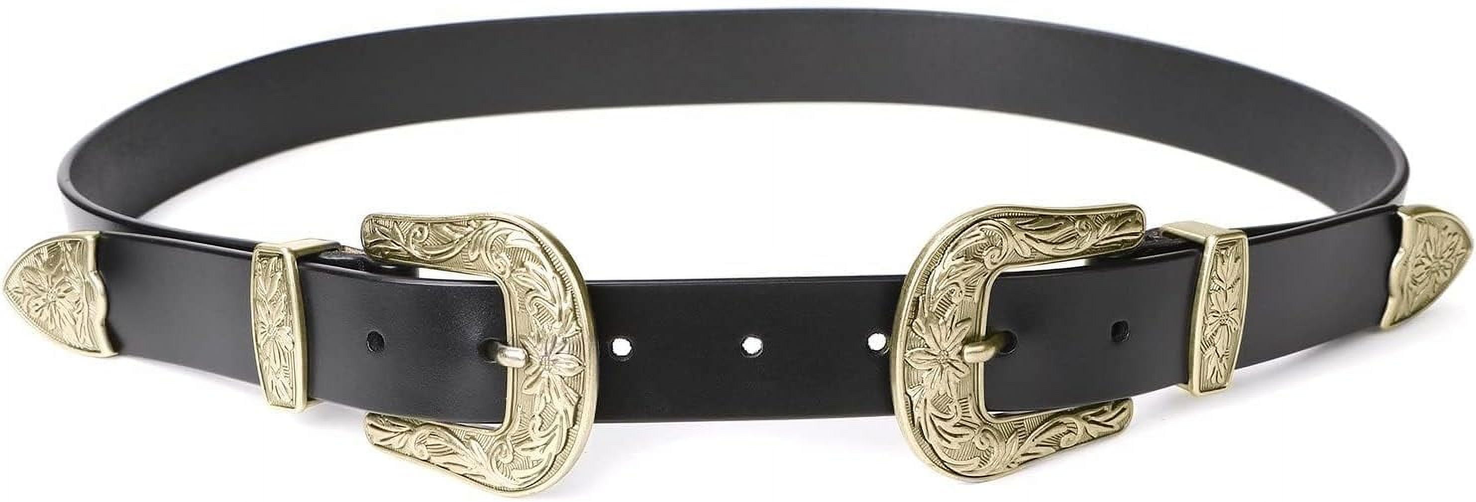 6255 Women Leather Belts Ladies Vintage Western Design Black Waist Belt WOMENS BLACK EMBROIDERED Western Cowgirl Cowboy Leather Belt  main image 4