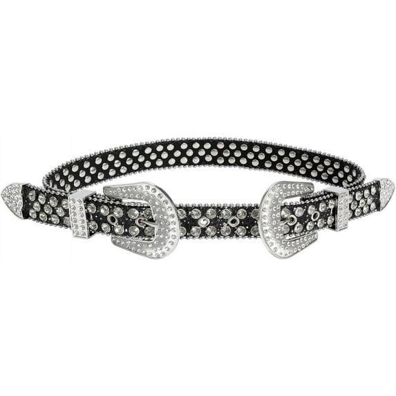 Women Leather Belts Ladies Vintage Western Design Black Waist Belt for Pants Jeans Dresses