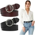 thumbnail image 1 of Women Leather Belts,Plus Size Fashion Soft Faux Leather Jeans Belts with O-Ring Buckle, 1 of 6