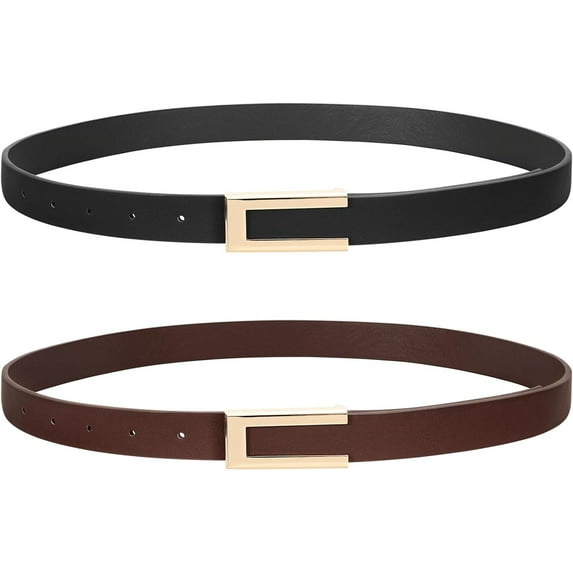 Women Leather Belts for Dress Jeans Belt with Gold Buckle Belts for Women