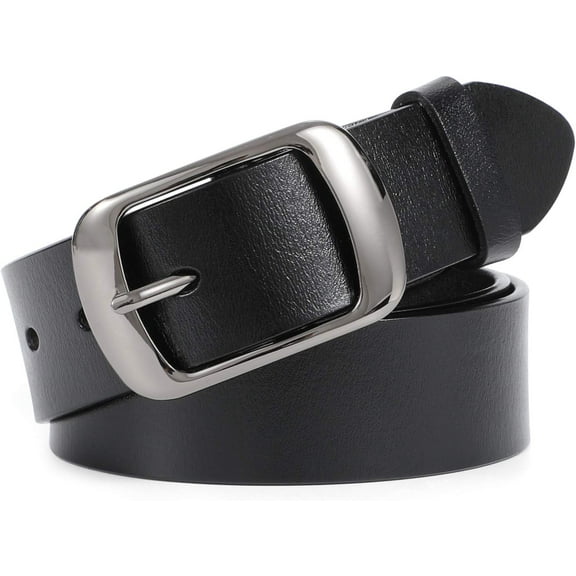Women Leather Belts for Jeans Pants Fashion Dress Belt for Women with Solid Pin Buckle