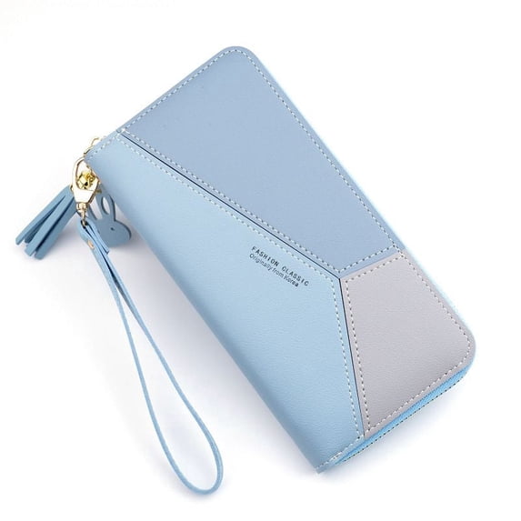 Women Leather Double Zipper Wallet Ladies Wallet Purse Wallet with Card Compartment