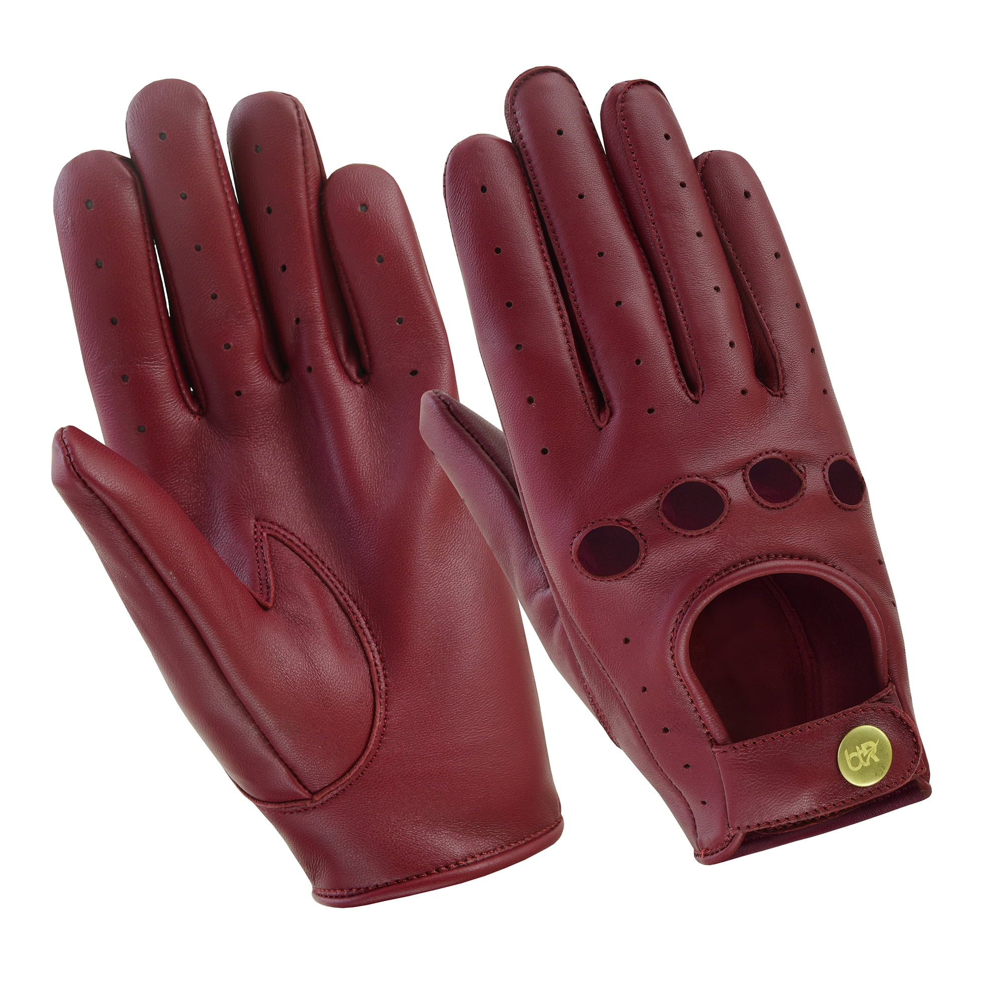 Women Leather Gloves Ladies Leather Driving Gloves Chauffeur 100% Genuine Lambskin Leather Gloves Full Finger Car Driving Motorcycle Bikers Riding Gloves Burgundy-L
