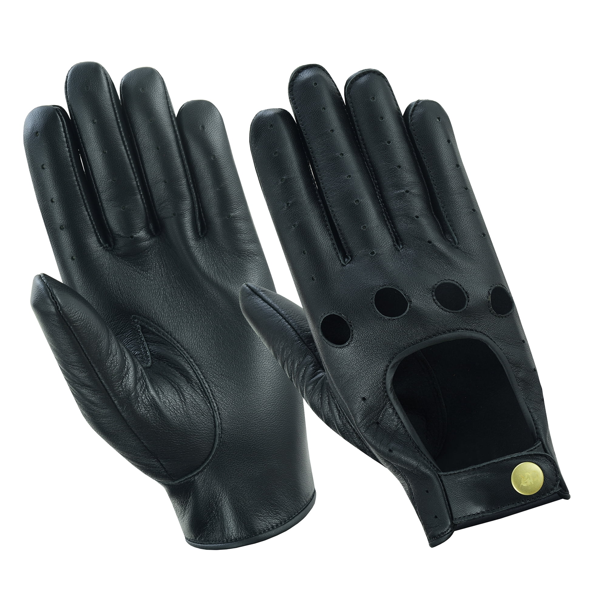 Women Leather Gloves Ladies Leather Driving Gloves Chauffeur 100% Genuine Lambskin Leather Gloves Full Finger Car Driving Motorcycle Bikers Riding Gloves Black-S