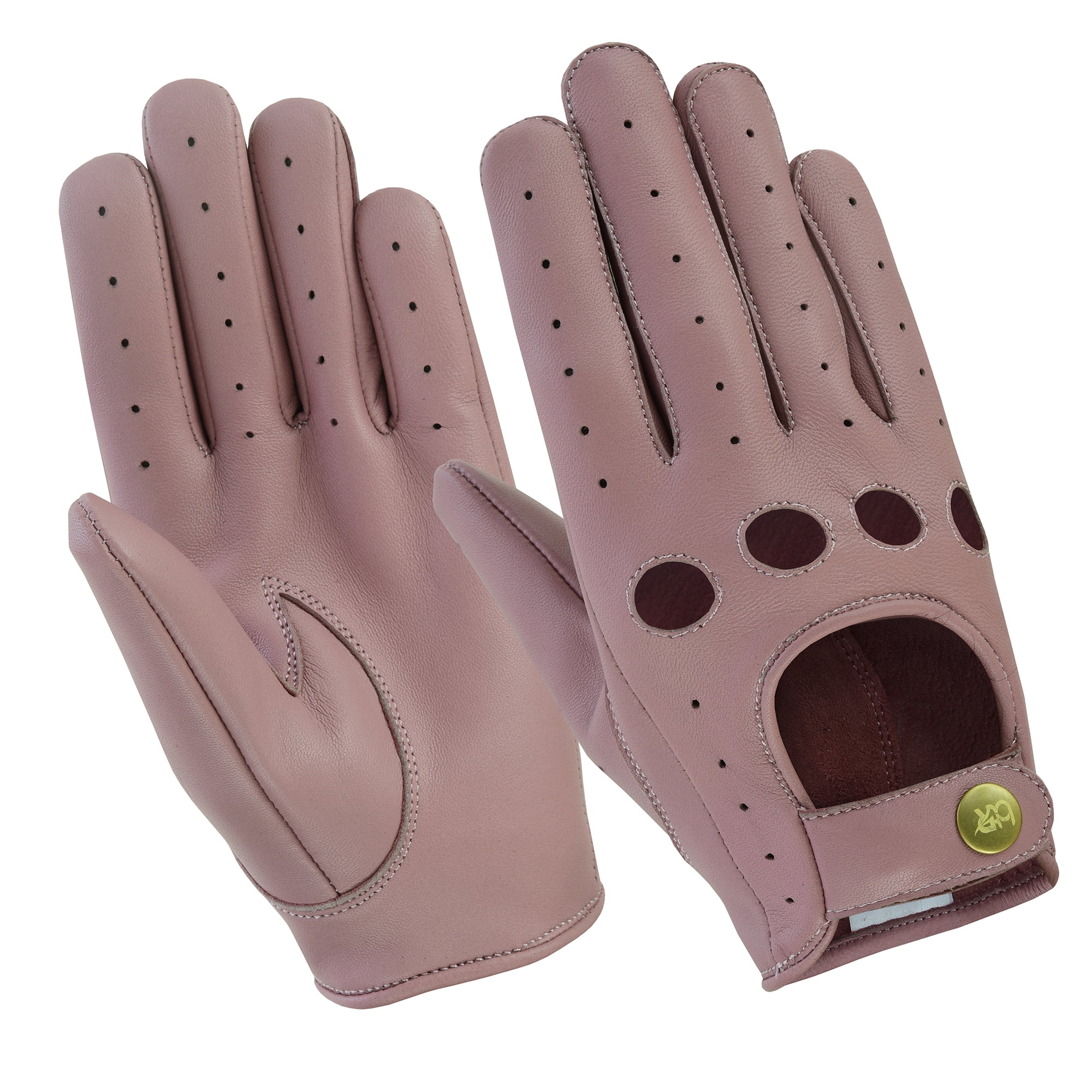 Women Leather Gloves Ladies Leather Driving Gloves Chauffeur 100% Genuine Lambskin Leather Gloves Full Finger Car Driving Motorcycle Bikers Riding Gloves Light Pink-S