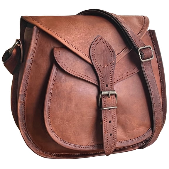 Rustic Town 11" Genuine Leather Crossbody Satchel Bag Vintage Purses Handbags for Women