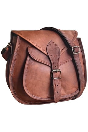 11" Genuine Leather Crossbody Satchel Bag Vintage Purses Handbags for Women