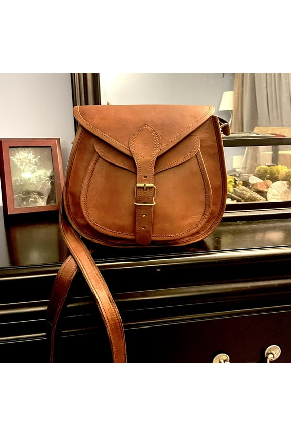 Women's Leather Hobo Satchel, Shoulder Messenger, Crossbody Sling Bag by The Leather Style, Brown, 1-Piece