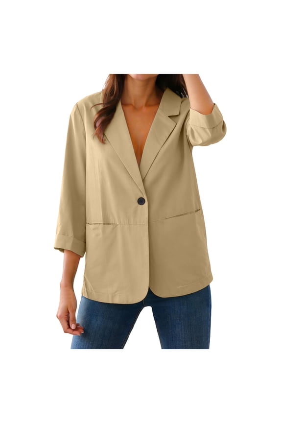 Women Leather Jacket Slim Fit Ruched 3/4 Sleeve Blazers for Casual Business Interview Semi Formal Work Outfit (Yellow, XL)