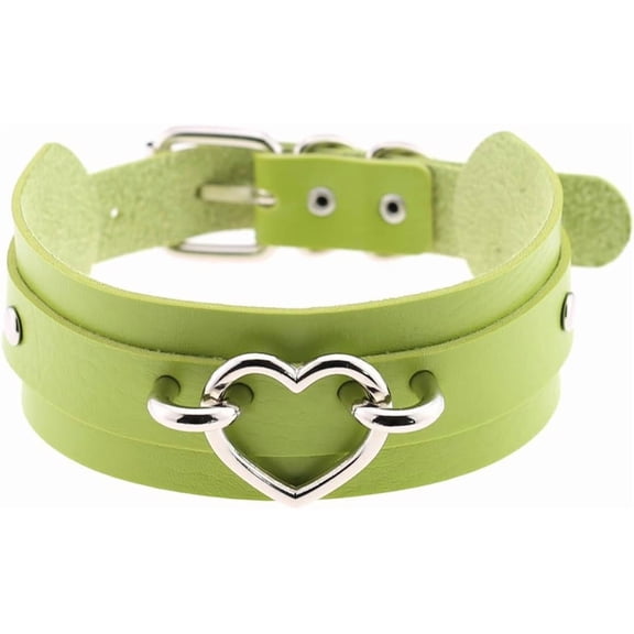 Women Leather Necklaces Collar Choker Heart Punk Rock Adjustable Collar Necklaces