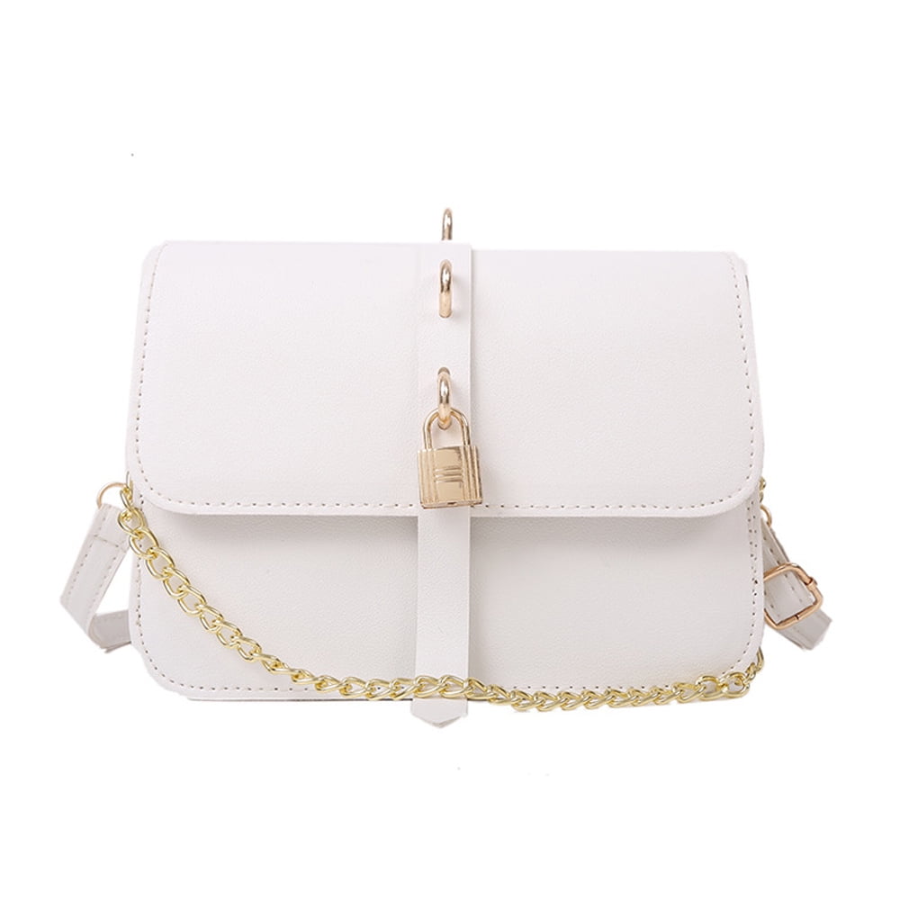 Women Leather Shoulder Bag Fashion Clutch Handbag Quilted Designer Crossbody  Bag with Chain Strap,White，G168652 