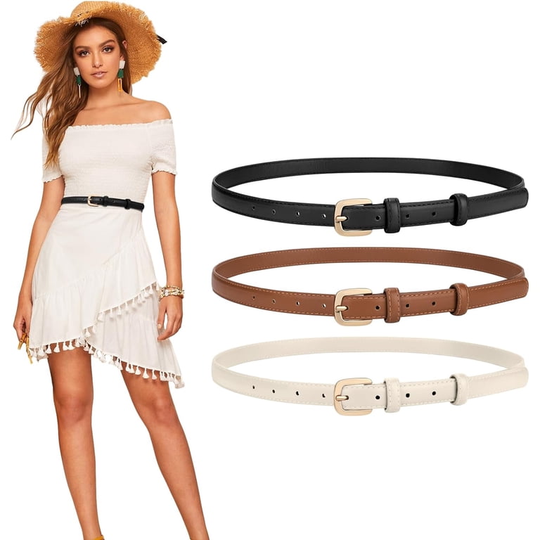 Women Leather Thin Belt for Dress Jeans Skinny Waist Belt  display picture 1