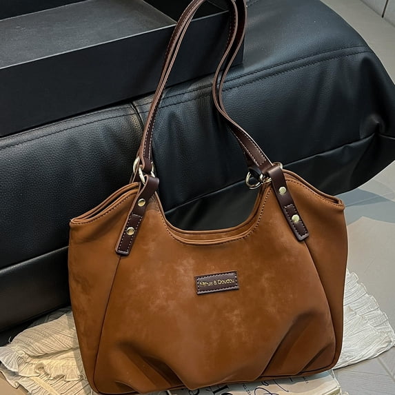 Women Leather Tote Bag with Multiple Pockets, Stylish Shoulder Purse for Work, Travel, and Casual Use Brown